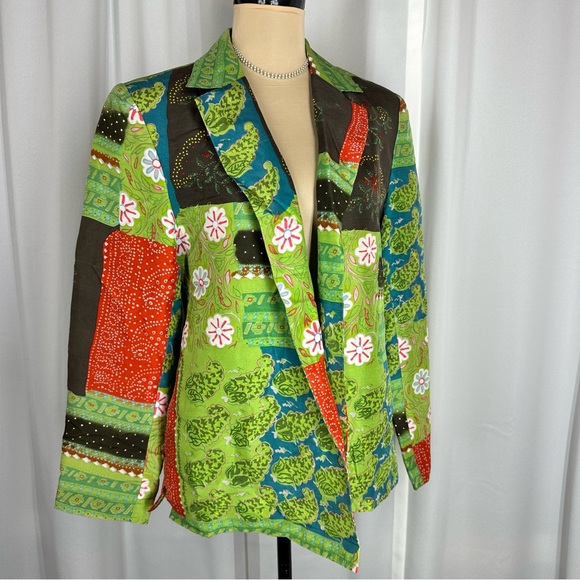 harve bernard Jackets & Blazers - Vtg Silk Collection Harvé Bernard Floral Jacket Sz  10 Art To Wear 100% Silk
